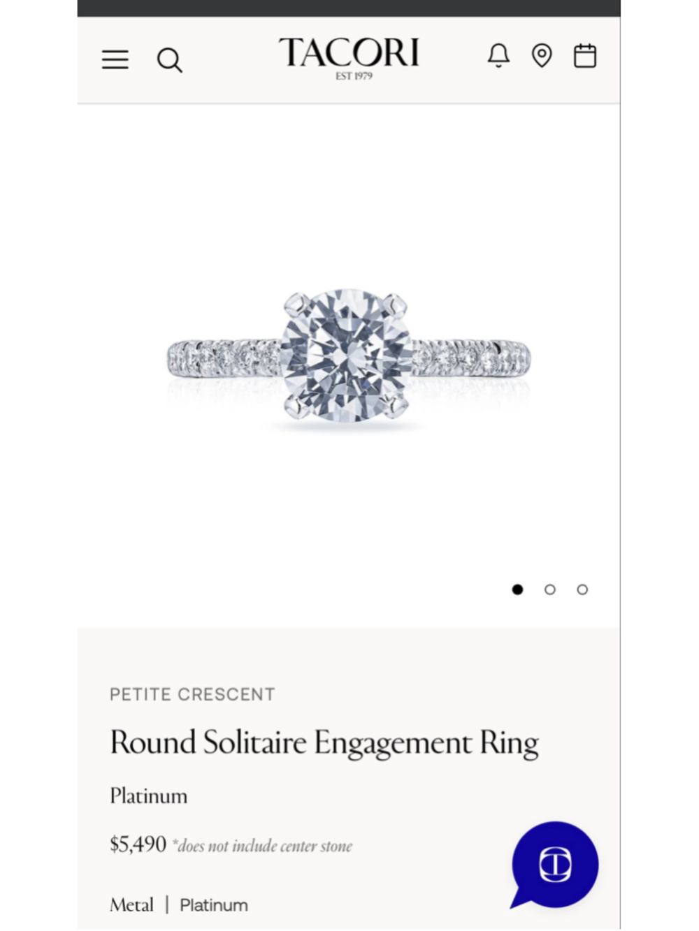 Tacori Petite Crescent Round Platinum diamond ring